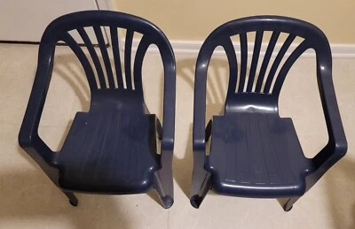 Children's Pair Blue Plastic Chairs, Pre-Owned. - Image 1 of 2