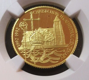 Falkland Islands 1992 Gold £25 Christchurch Cathedral Centenary NGC PF62 UC RARE - Picture 1 of 4