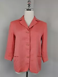 Talbots Womens Linen Blazer Petite 6 Irish Linen Vintage Coral - Picture 1 of 11