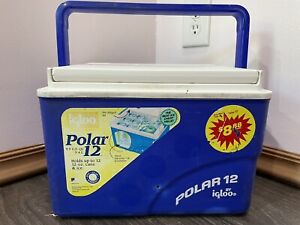 IGLOO Polar 12 LUNCH BOX Cooler BLUE WHITE Holds Up To 12 Cans