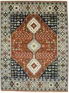 Hand-Knotted Wool Oriental Rug Large Tribal Design Rust Farmhouse Carpet 9X12 ft - Picture 1 of 16
