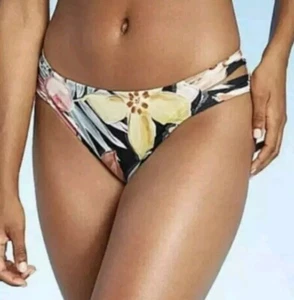 Kona Sol Damen-Bikiniunterteil Blumenmuster Doppel Tab M Abdeckung Hipster Größe auswählen - Bild 1 von 6
