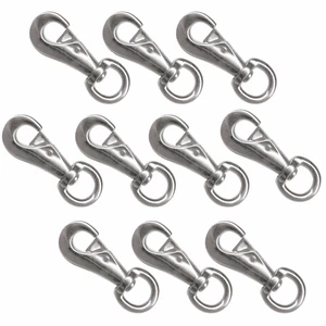 ® 4" Heavy Duty Bull Snap Latching Hook round Swivel Eye Chrome Silver - Pack of - Picture 1 of 2