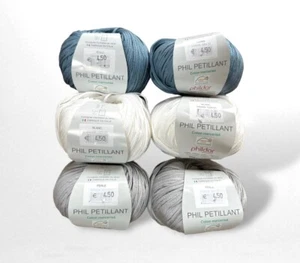 Phildar ,,Phil Petillant'' 6x50g (je 2x Fb 1011-perle, Fb 1225-blanc & Fb 1004) - Bild 1 von 1