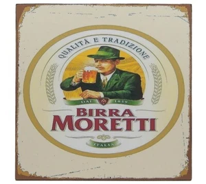 "Birra Moretti Italie italienne bière rétro étagère garde pub bar homme grotte 5 x 5" - Photo 1/4