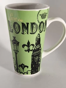 Rebecca Lyon Design London mug green black white EUC - Foto 1 di 7