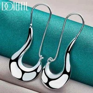 Pendiente de caída de zapatos lisos de plata de ley 925 doteffil joyería boda - Imagen 1 de 6