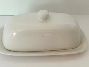 Vtg .Corning Ware 1/4 Covered Butter Dish  Bright White Pattern Thailand Rare - Picture 1 of 6
