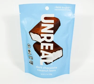 Unreal DARK CHOCOLATE COCONUT BARS 6.2 ounce 01/23/2026 Gluten Free - Image 1 of 3