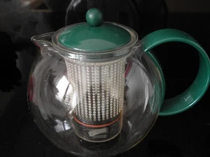 Teekanne Glas Bodum mit Sieb 1 ltr. grün - Picture 1 of 5