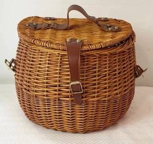 Cesta de picnic vintage granjas de nogal tejido sauce cabaña grande campo núcleo - Imagen 1 de 16