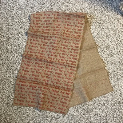 Corredor de mesa Joy Happy Feliz Navidad vacaciones arpillera 15" x 54” rojo granja Foto 1 de 4