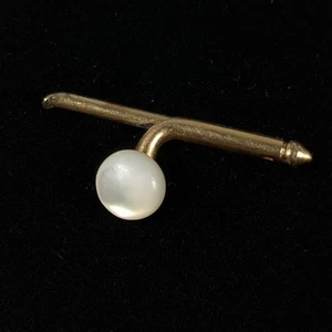 LARTER & SONS Single 1/4" (6mm) MOP Gold Plated Vintage Formal Tux Shirt Stud  - Picture 1 of 5
