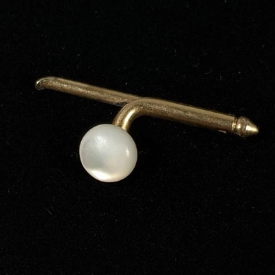 LARTER & SONS Single 1/4" (6mm) MOP Gold Plated Vintage Formal Tux Shirt Stud  - Image 1 of 4