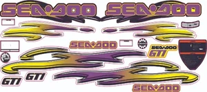 SEADOO GTI 2005 Graphics / Decal / Sticker Kit YELLOW & PURPLE - Picture 1 of 4