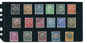 Troisième Reich Allemagne Hindenburg / Type complet lot de 17 timbres différents 1932-1936