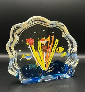 Vintage Murano Arte Vetro Barbini Cenedese 6 PESCI ACQUARIO fermacarte Italia 7" - Foto 1 di 9