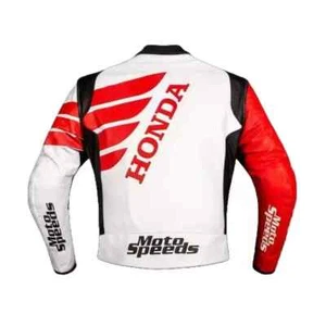 Honda Motorbike Cowhide Leather Jacket Motorcycle Racing Sports Leather Jacket - Picture 1 of 3