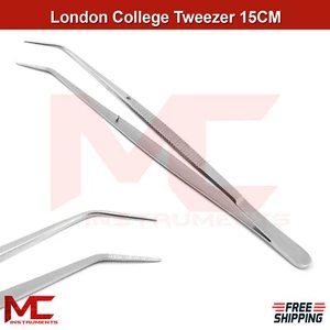 London College Tweezers Dental Cotton Dressing Plier Surgical Forcep Serrated - Picture 1 of 3