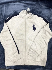 Polo Ralph Lauren Men Gray Back 2 Big Pony Sports Jacket Zipper Size XL, 203104 - Picture 1 of 6