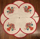 Bucilla Christmas Bells Tree Skirt #2106 Vintage 70s White Felt Completed Sequin