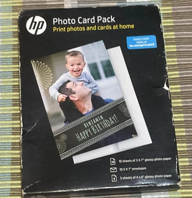 HP Photo Card Set 10 (5X7”) / 5 (4”X6”) GLOSSY PHOTO PAPER / 10 (5X7”) ENVELOPES - Image 1 of 2