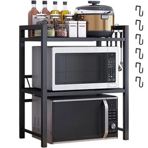 Mikrowellen Regal 3-stufiges Erweiterbares Mikrowellenregal Organizer mit Haken - Bild 1 von 14