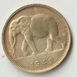 1 Franc 1949 Belgian Congo KM# 206   +++ Beautiful Elephant +++