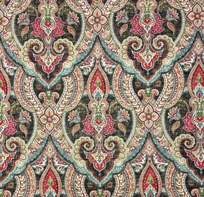 COVINGTON TINSLEY 949 CINDERSMOKE PAISLEY MEDALLION LINEN FABRIC BY YARD 54"W - Image 1 of 4