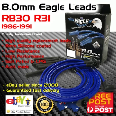 Eagle 8mm Ignition Spark Plug Leads Set 6cyl Fits Nissan RB30 Skyline R31 86-91 - image 1 of 3