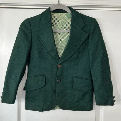 Blazer de lana verde bloque Chips Off The Old de los años 60 conjunto de vestido para niño 9/10 Foto 1 de 4