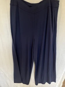 Eileen Fisher dunkelblaue dehnbare Damenhose zum Überziehen Größe Large weich lange Tasche - Bild 1 von 12