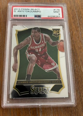 Tarjeta de novato 2013-14 Panini Select Giannis Antetokounmpo 178 clasificación PSA 9 como nueva RC Foto 1 de 2