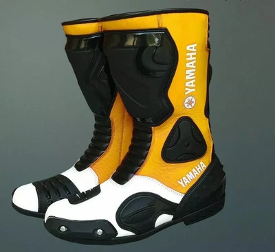 YAMAHA Stivali in Pelle da Moto Corsa Uomo Stivali da Motociclista in Pelle CE - Immagine 1 di 2