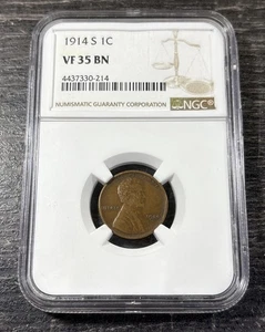 1914-S 1C Lincoln Wheat Cent NGC VF35 BN - Item#117 - Picture 1 of 4