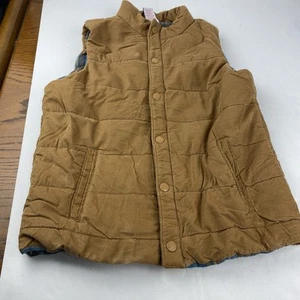 Tommy Bahama Boys Corduroy Puffer Vest Jacket Tan Plaid Lined Size XL 14 - Picture 1 of 9