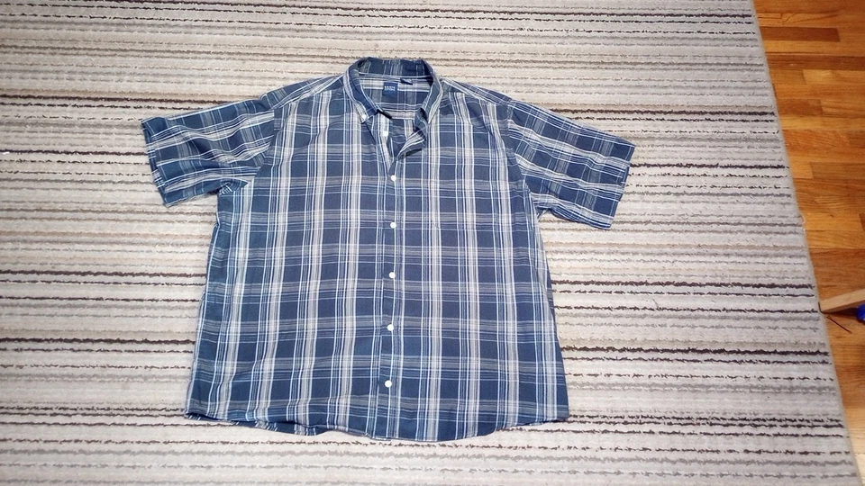 Рубашка с коротким рукавом Basic Editions XL мужская хлопковая смесь воротник Buttondown - Изображение 1 из 3