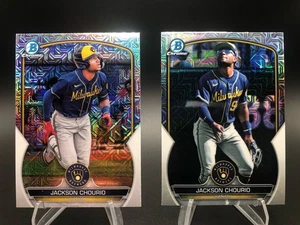 Jackson Chourio 2023 Bowman Chrome Mojos #BCP-76 + BCP-246 Prospect 2 Card Lot - Picture 1 of 6