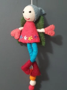 Mobile Handmade Felt Boiled Wool Garden Fairy Whimsical Vibrant Colors New Bell - Picture 1 of 11