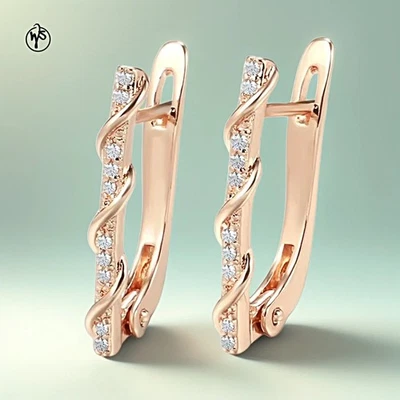 Ohrringe Vergoldet Rosegold Gold 585 Rolled Zirkonia Geschenkbeutel - Bild 1 von 4