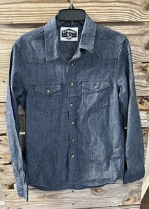 US Forces Mens 100% Cotton Medium Dark Wash Denim Button Up Shirt Streetwear - Picture 1 of 5