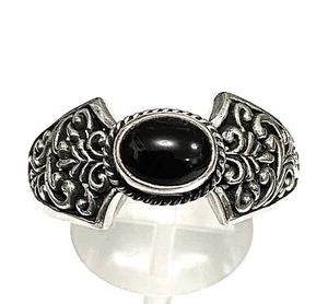 OBSIDIAN RING LARGE 21.5mm 7.3gm STERLING SILVER "NEW" AUZ SELLER SR108 - Picture 1 of 5