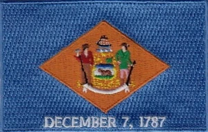 Parches bordados bandera del estado de Delaware EE. UU. 3""x2"" plancha - Imagen 1 de 1