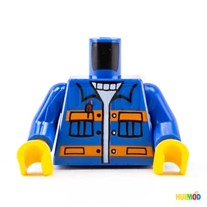 LEGO Blue Torso Construction Worker Truck Driver Minifig Jacket Pen over Sweater - Picture 1 of 3