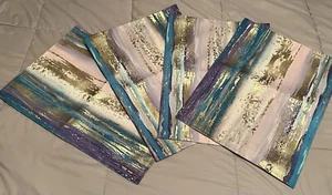 Set 4 Abstract Ocean Placemats Water Repellent Lavender Turquoise Pink Gold New - Picture 1 of 5