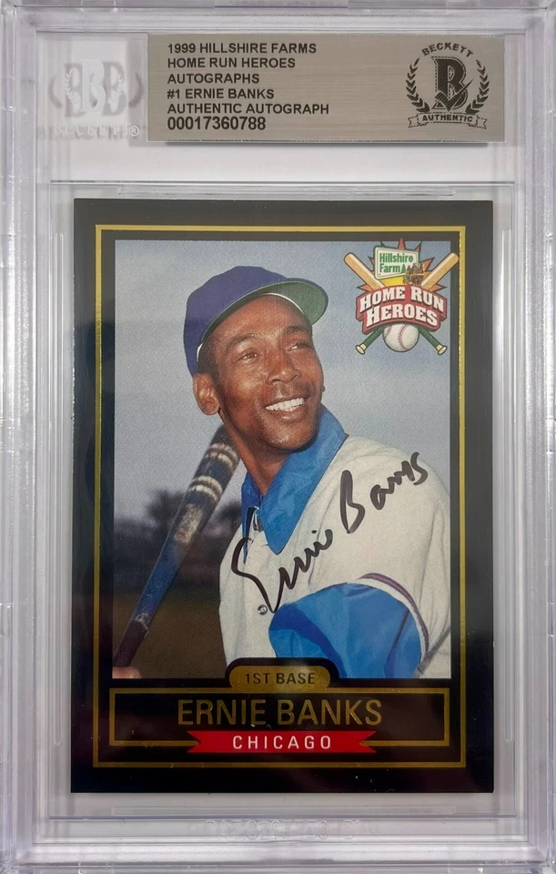 Ernie Banks autographed signed card Home Run Heroes Chicago Cubs BAS Encap - Image 1 of 2