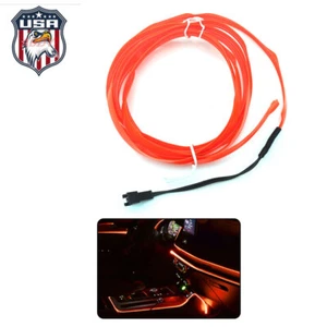 2M LED Car Lamp Light String Strip Orange Interior Atmosphere EL Wire Neon Decor - Picture 1 of 12