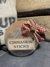 Primitive Pantry Jar . Vintage Antique Look. Cinnamon Sticks. Christmas Winter