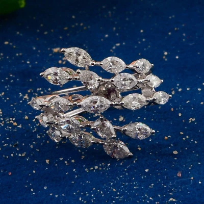 2.69 Ct Lab Grown CVD Pear Diamond Cluster Ring Jewelry 14k White Solid Gold - Image 1 of 4