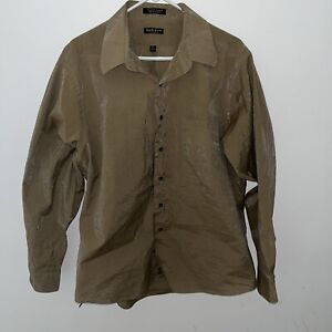 Van Heusen Men's Shirt Casual/Dress Cotton Blend Brown/Gold Size 17.5 (36/37)
